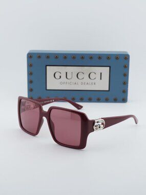 Gucci GG1692S 005 Square Women Sunglasses - Burgundy
